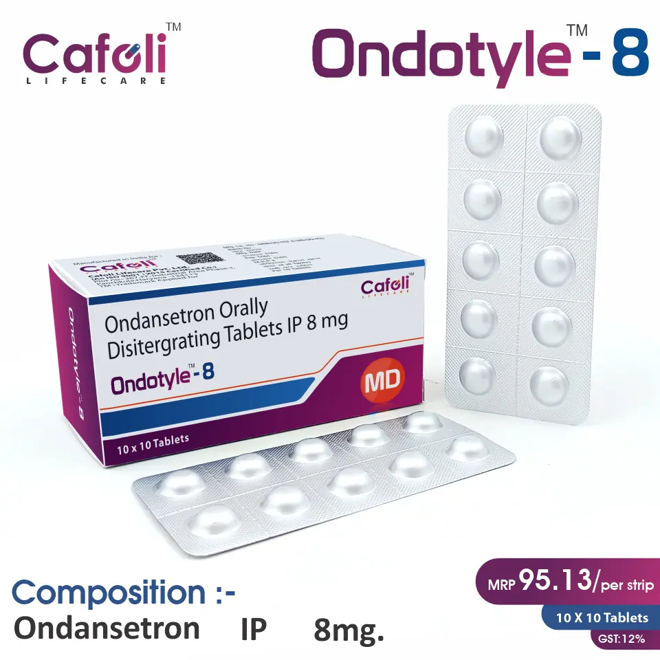 Ondansetron (8mg) MD Tablet at best price in PCD Pharma Franchise for Nausea and Vomiting Control.